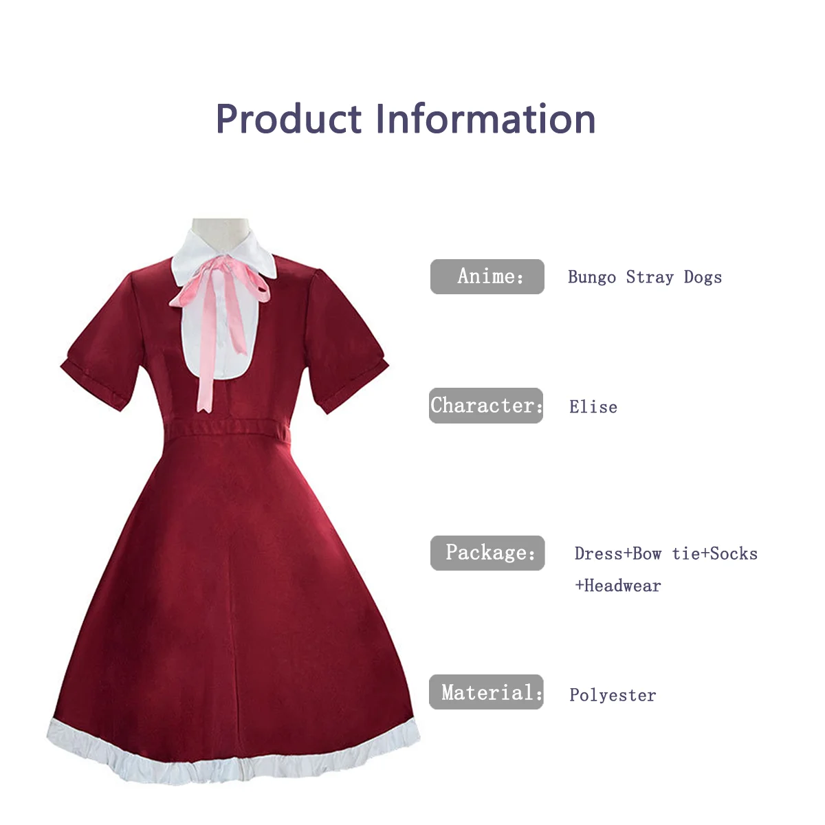 Hemixush Anime Cosplay Elise Costume School Party Uniform Suit abito Kawaii