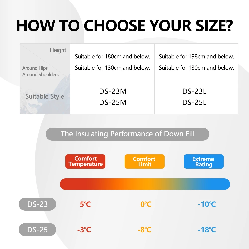 WIDESEA 800FP Selimut Tidur Bulu Bebek Isi 500G Kain Nylon 15D Kantong Tidur Camping Ultralight -8 °   perlengkapan mendaki & berkemah