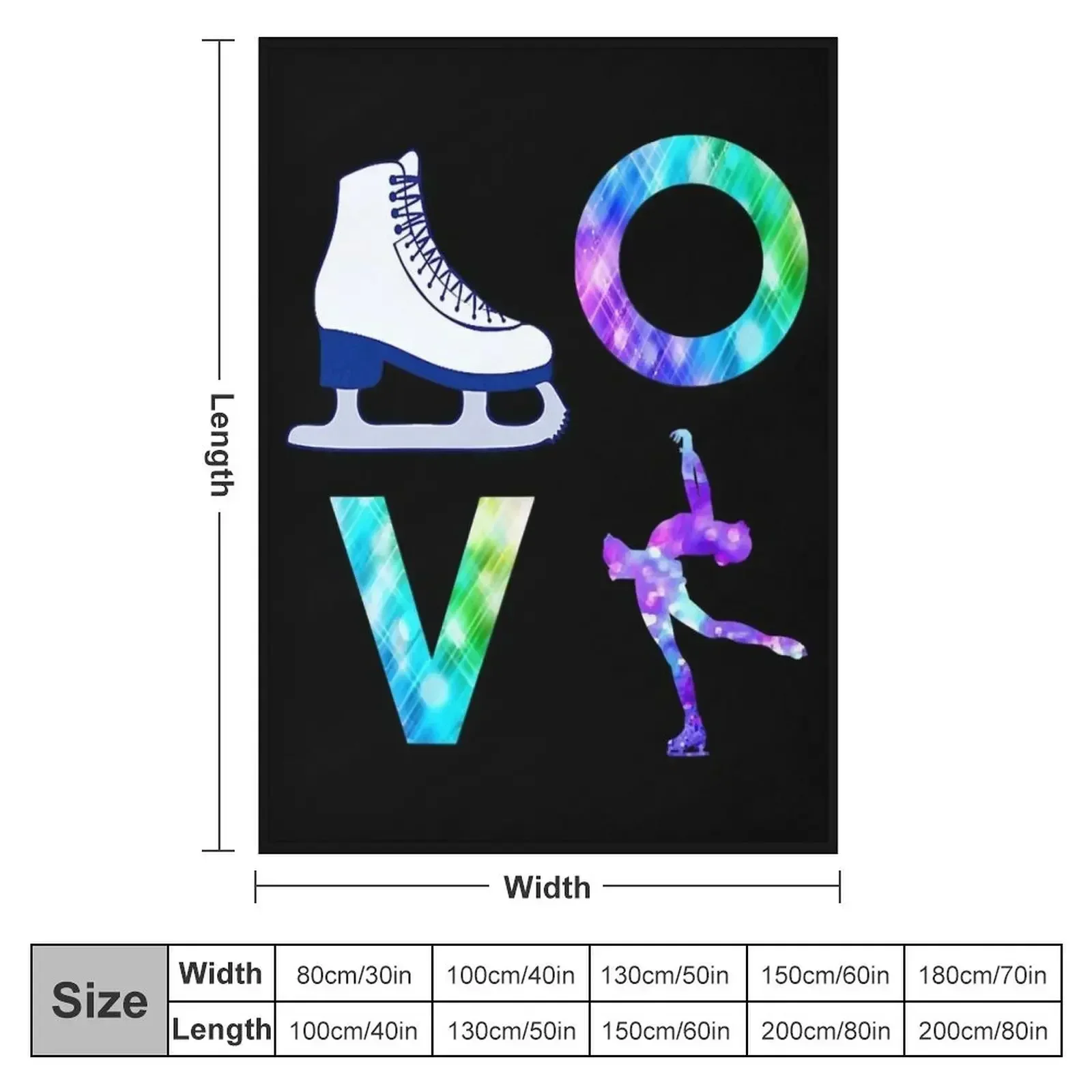 Love Figure Skating Ice Skater Girls Throw Blanket Flannel Fabric Furry Hair Custom Blankets For Bed Blankets