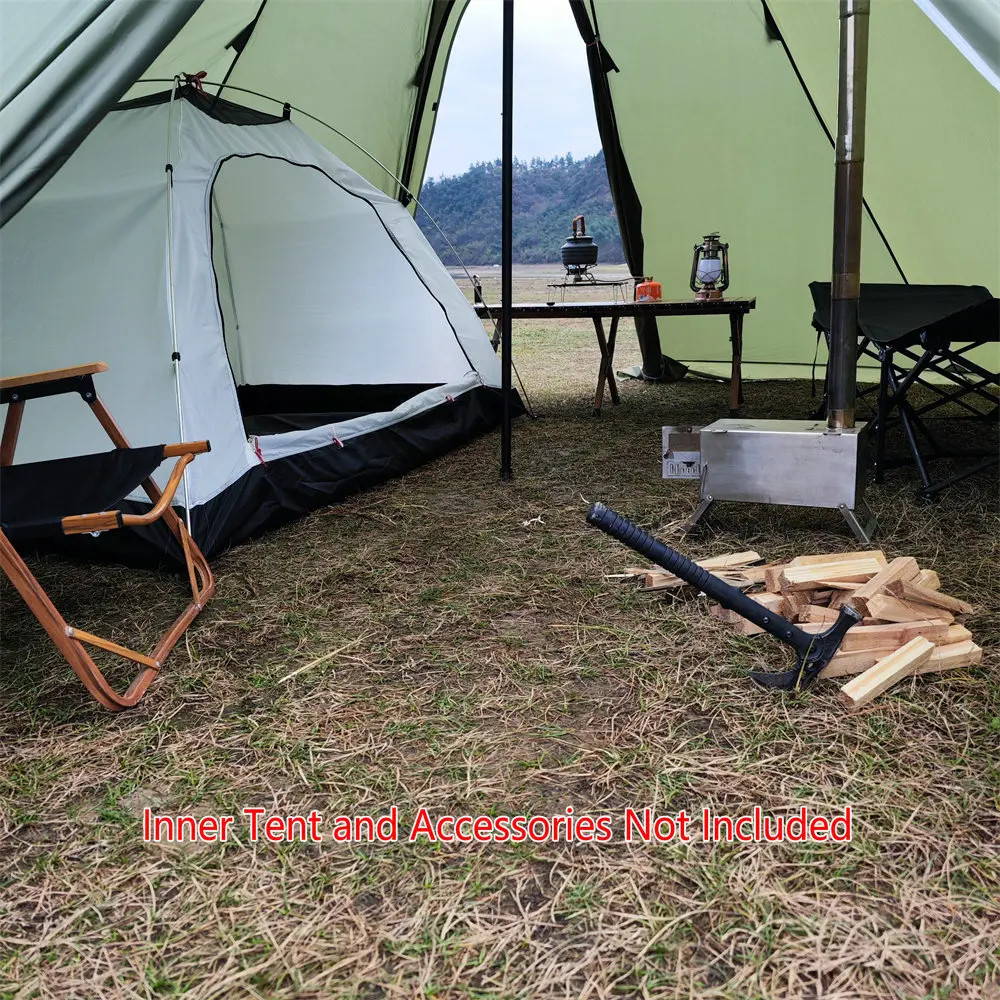 Tente Chaude Tipi pour 4 Personnes, Tente d'Hiver Portable avec Trou de Poêle et Maille Intérieure, Toile Imperméable Revêtement PU2500 mm, Abri 4 Saisons, pour Camping, Randonnée, Pêche, Chasse | FR