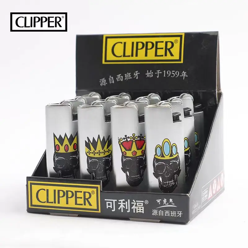 CLIPPER Portable Lighter Grinding Wheel Butane Gas Lighter Replaceable Flint Pulley Metal Machine Creative Vintage Lighters