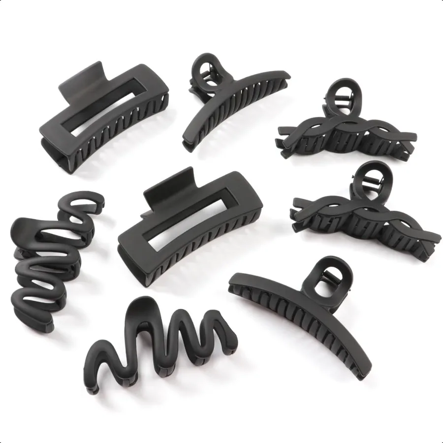 

Matte NonSlip Large Hair Clips for Women 8PCS All Black Durable Claw Clips for Women Girls GiftReady Neutral Hair Accories for