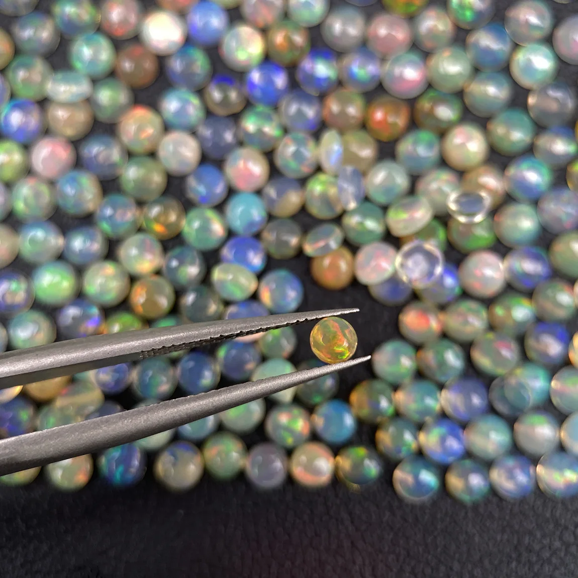 Wholesale 10pcs Natural Genuine Fire Opal 3mm 4mm 5mm 6mm Round Semi-Precious Gemstone Cabochon Ring Face For Jewelry