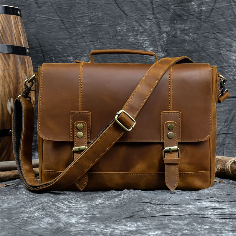 Man's Leather Briefcase Bag Laptop Handbags Computer Bag For Men Male Leather Briefcase for Business Travel Handbags Crossbody