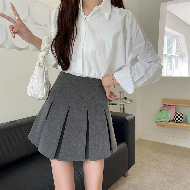 

Tennis Skirt High Waist Fashion Mini Skirt Korean Style Short Above The Knee Retro Cute Lined