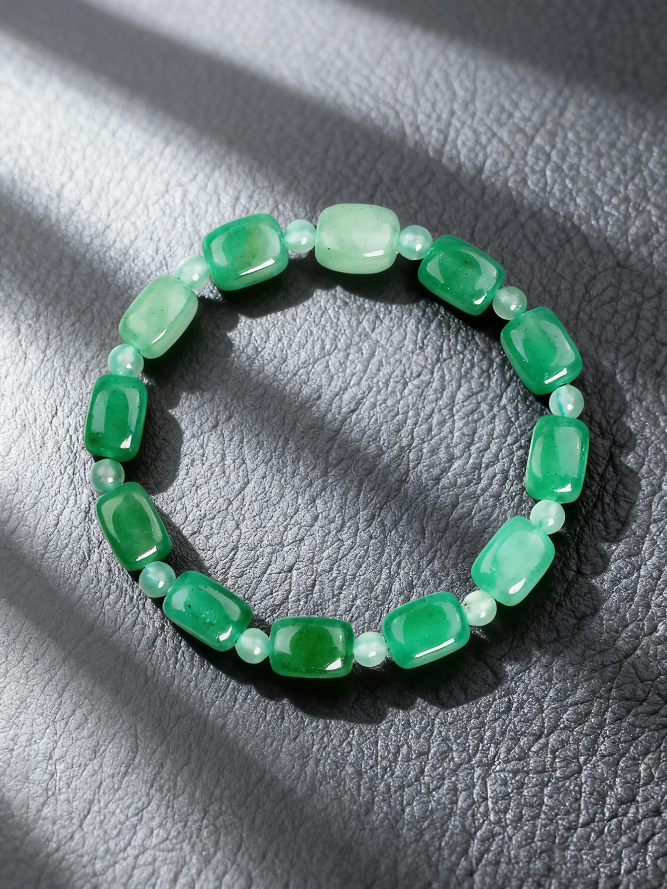 

Green Aventurine Bracelet With Rectangular & 4mm Beads Natural Stone Beaded String Vigour Good Luck Prosperity & Healing Jewelry