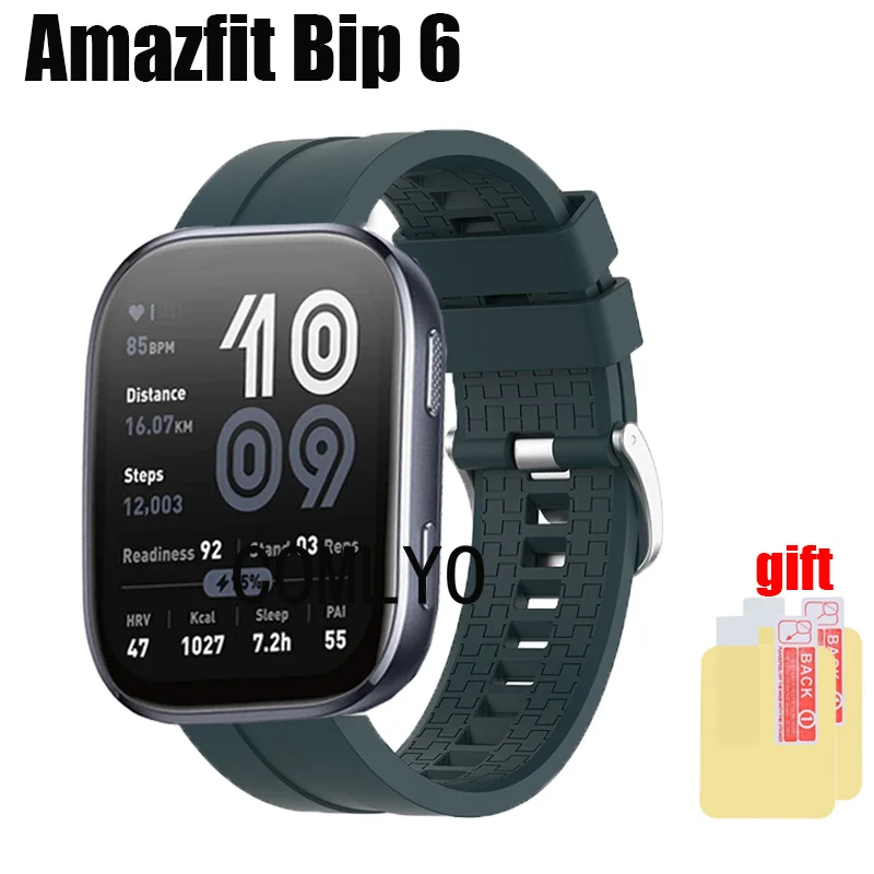 

3в1 для Amazfit Bip 6, ремешок, ремень, умные часы, силиконовый браслет, защитная пленка для экрана