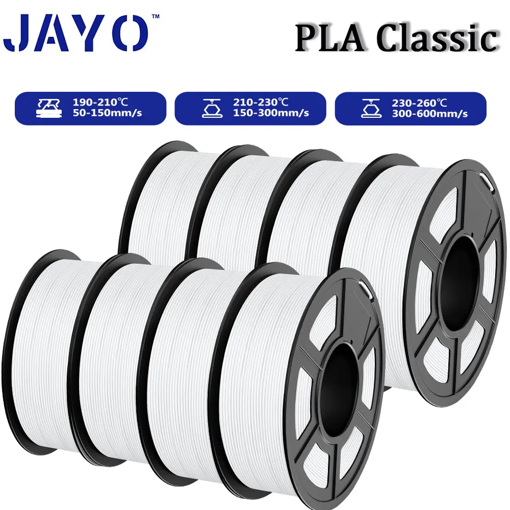 JAYO 3D-Hochgeschwindigkeits-Matt-PLA-Druckerfilament, 1,75 mm, 300–600 mm/s Druckbereich, hoher Durchfluss, schnelles PLA-3D-Druckerfilament, 8 Rollen