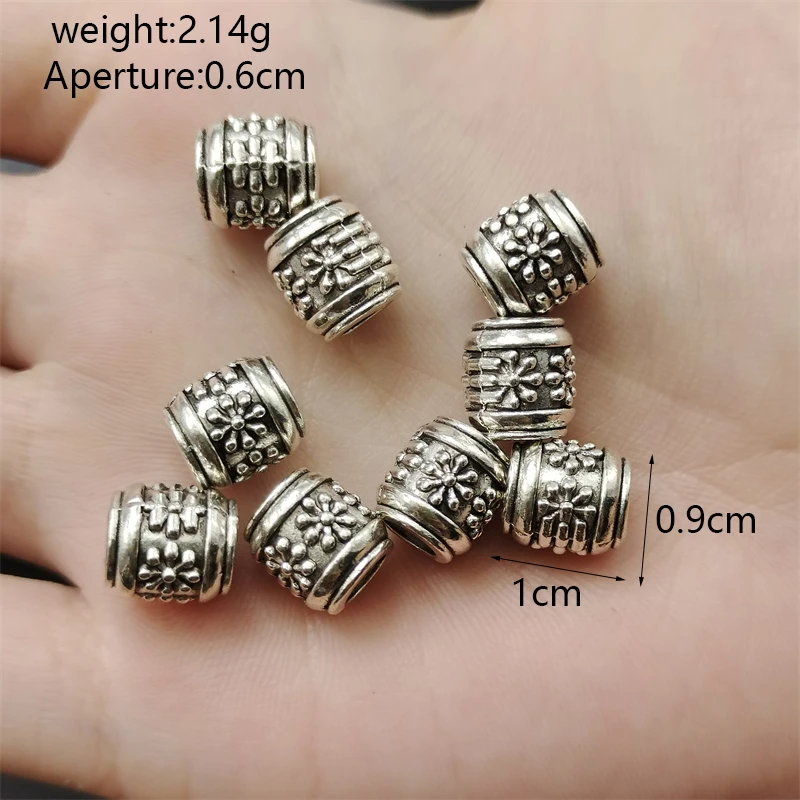 Tibetan Silver Metal Spacer Beads For Jewelry Making Big Hole 8-10mm Loose Connector Findings Bracelet Necklace DIY Accessories