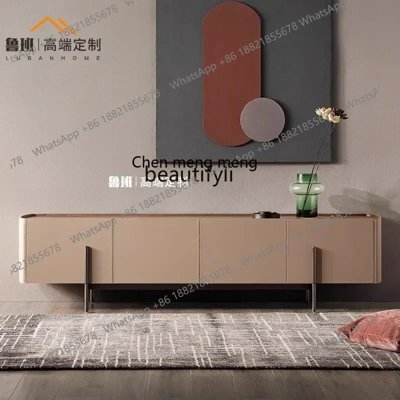 

Q178 CC Italian light luxury solid wood TV cabinet saddle leather living room floor cabinet designer creative furniture53