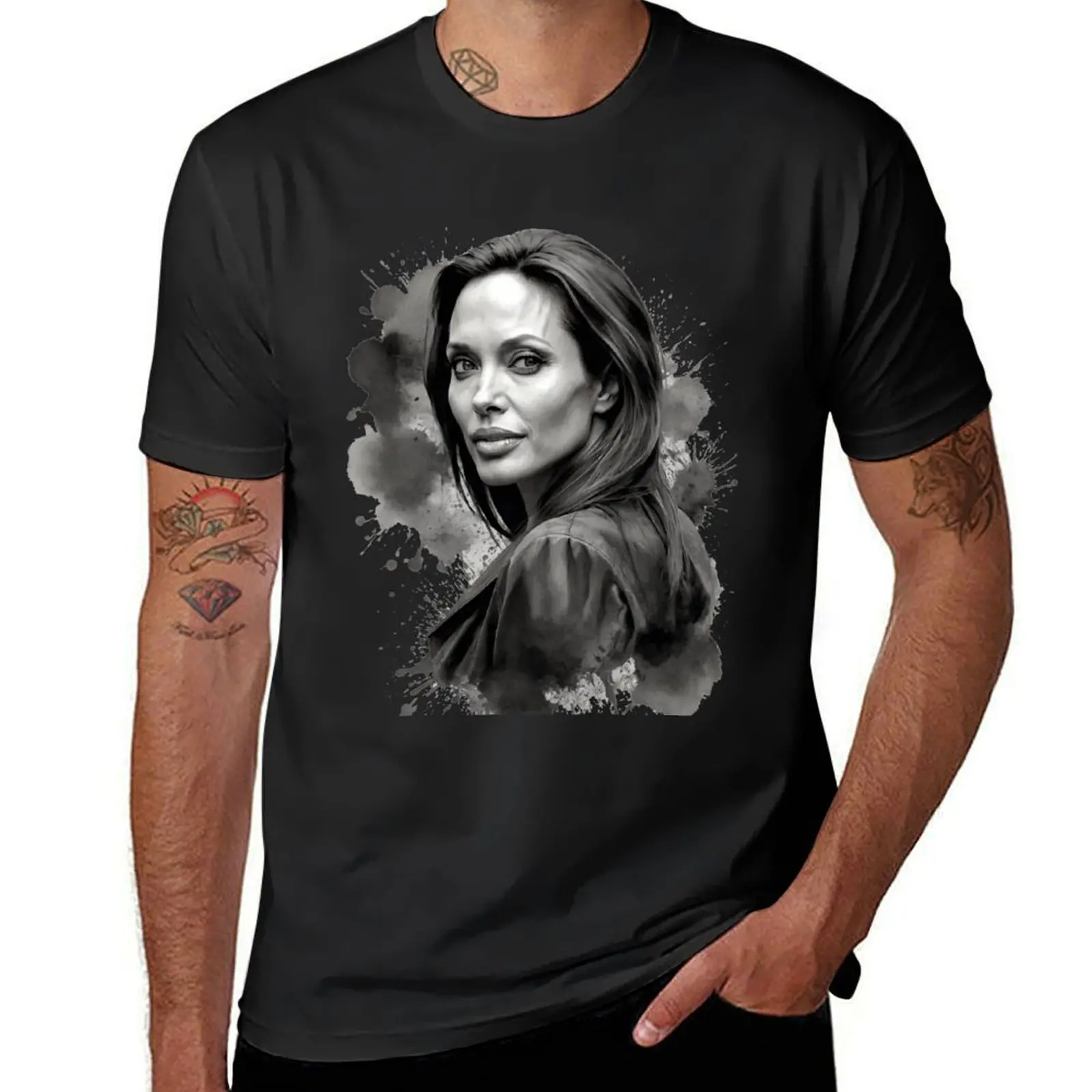 Angelina Jolie photostyle T-Shirt graphics plus size tops tees cute clothes mens graphic t-shirts hip hop