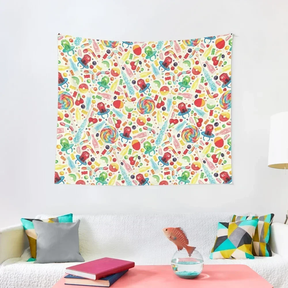 

Candy Pattern - White Tapestry Tapete For The Wall Japanese Room Decor Room Decorator Tapestry
