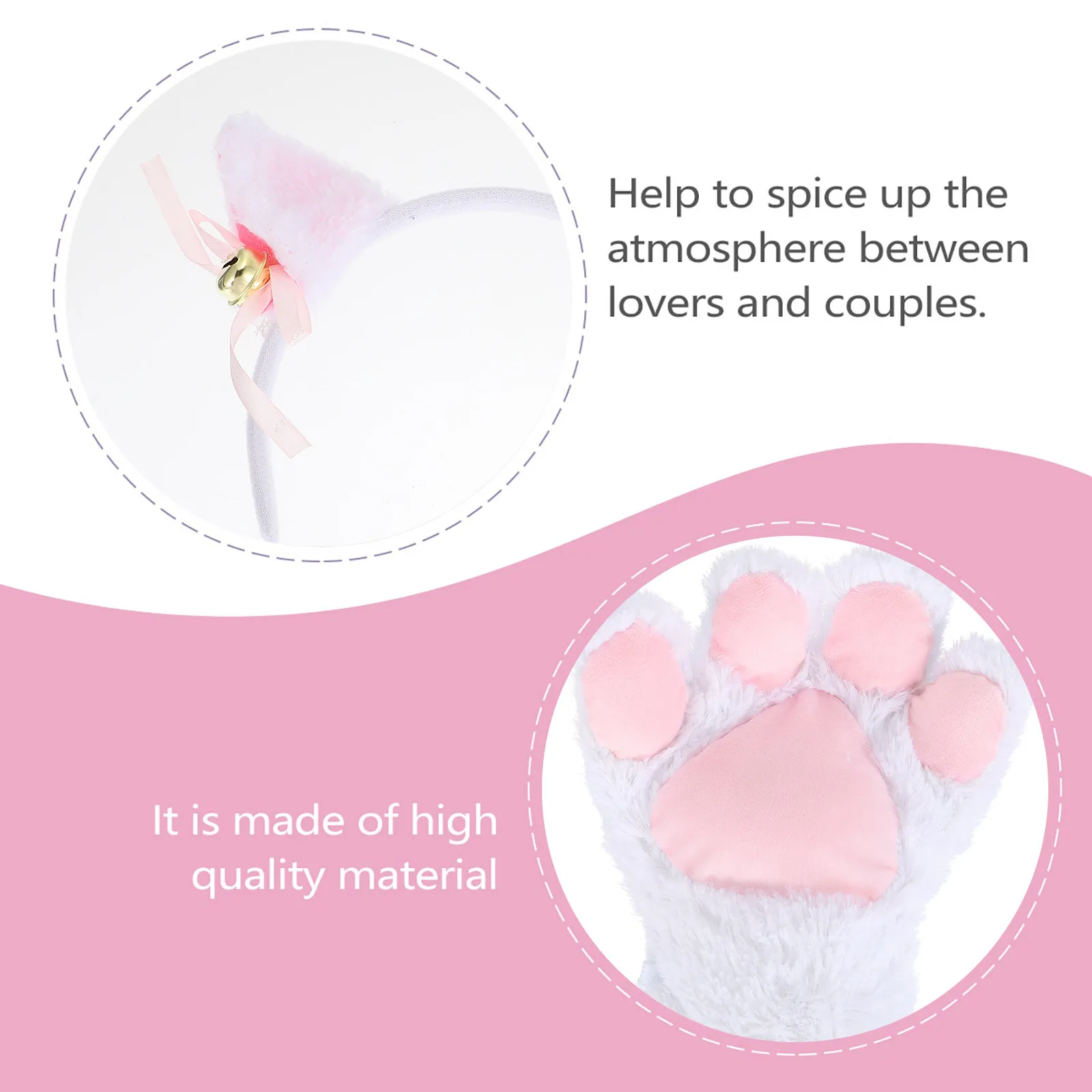 1Set Cat Girl Costume Set Hair Hoop Paw Tail Bow Tie for Women Girls Cosplay Masquerade Festival Party Role Play Performance