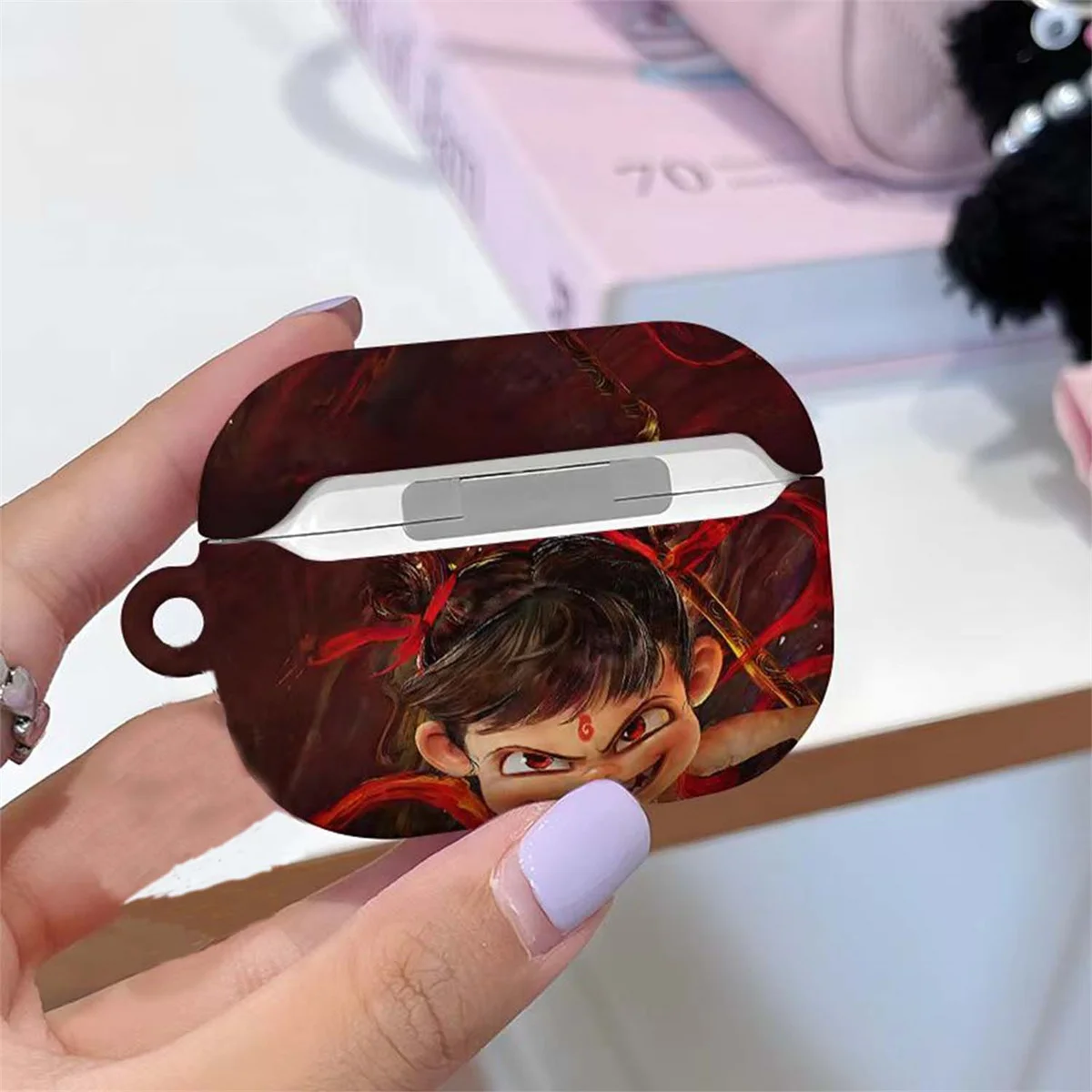 Cover for AirPods 4th/3rd/2nd/1st Generation,Cute Cartoon Popular Anime Ne Zha Earbuds Case for Airpods pro/pro 2 with keychain