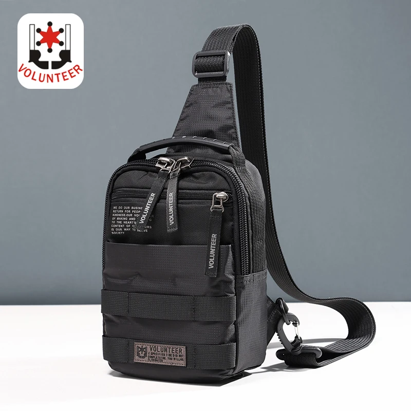 Volunteer Chest Sling Bag for Men Casual Oxford Waterproof Zipper Phone Breathable Outdoor Mens Crossbody Shoulder Bags 1829-02