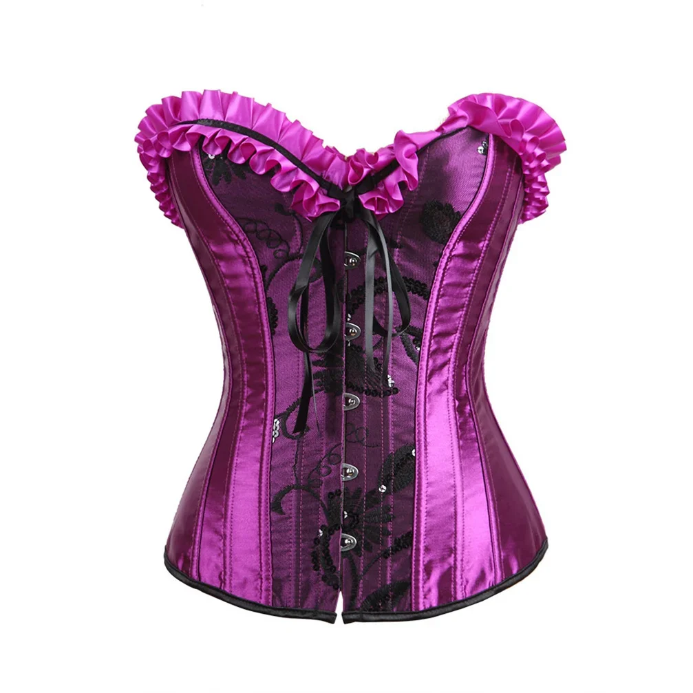 

Steampunk Corset Sexy Gothic Bustier Corselet Women Lace Up Party Clubwear Valentine's Day Corsets Purple Corsage Plus Size