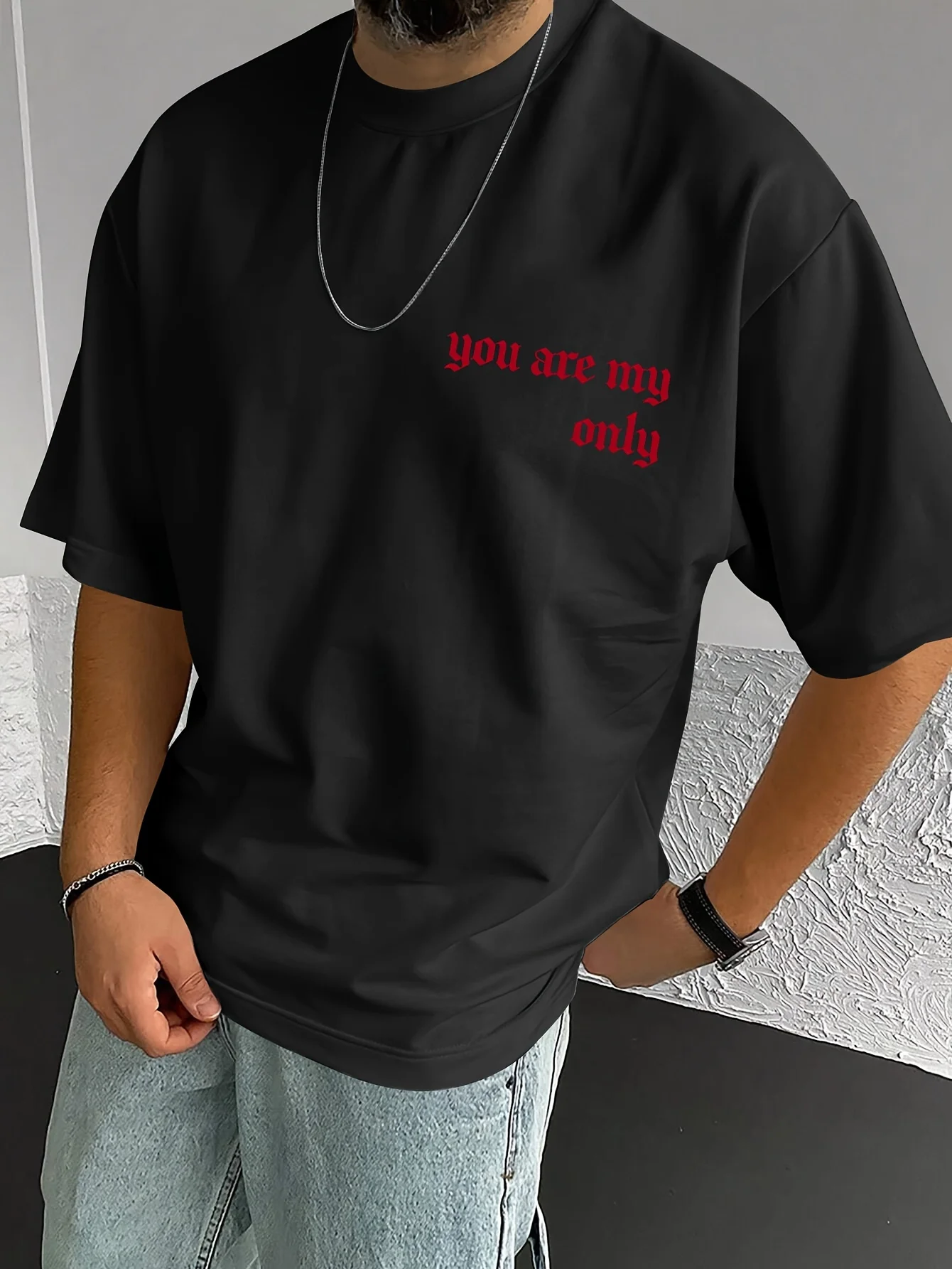 

Men's Red Retro Print Sports Casual Versatile Short Sleeve T-Shirt