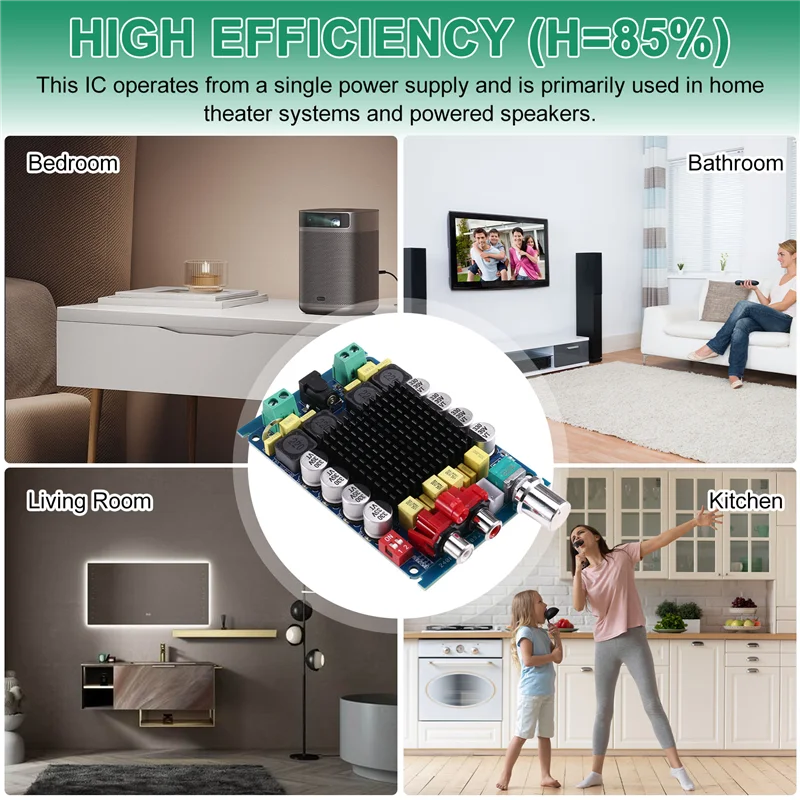 บอร์ดเครื่องขยายเสียงสเตอริโอแบบดิจิตอล A73E-TDA7498 Class D 2x100W ช่องสัญญาณคู่ กำลังขับ 2x100w ใช้ไฟ DC 14-34V