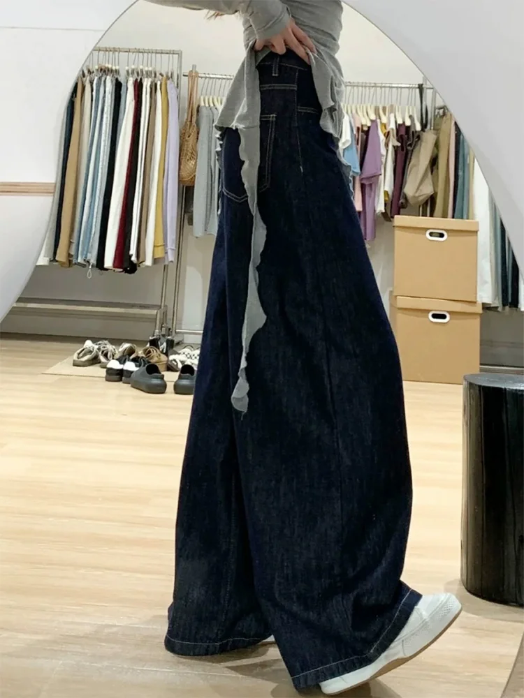 

High Waist Wide Leg Jeans Women's Loose Fit Straight Cut Denim Pants Casual Style Pear Shape Body Slimming Trousers