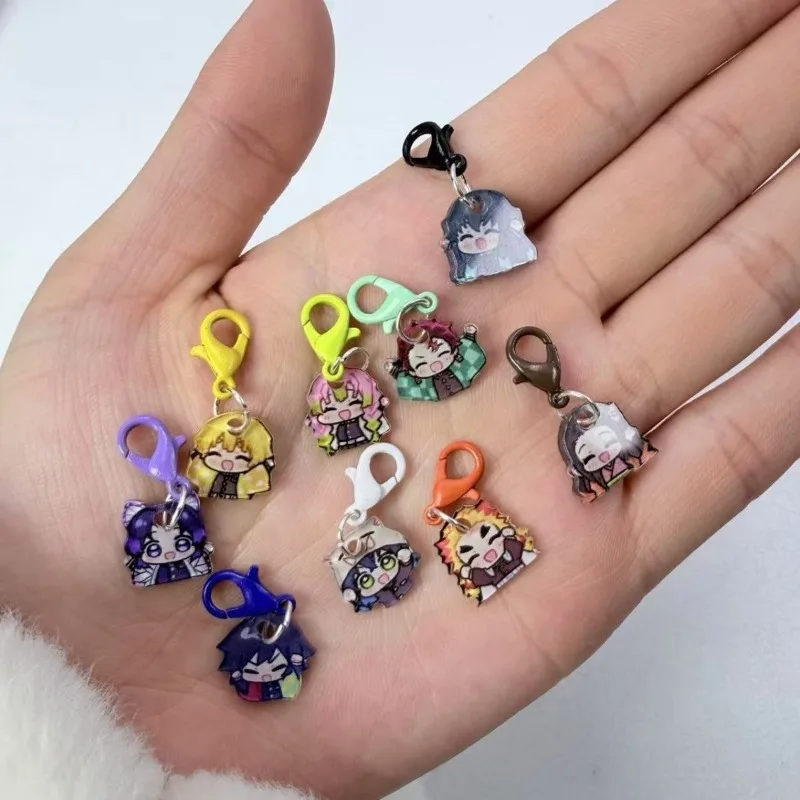 

New Demon Slayer Creative Anime Cartoon Tanjiro Yadouzi Mini Cute Ornament Kawaii Acrylic Clothes Zipper Bag Pendant Wholesale