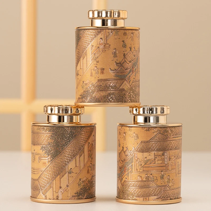 New#Mini Portable Empty Tea Tin Can Paper Green Black Tea Sealed Storage Jar Travel Small Tea Packaging Box For Tea Lovers
