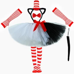 Cat in The Hat Girls Tutu Skirt Black White Toddler Girl Tutus Fluffy Tulle Skirts Dr Seuss Costumes for Kids Halloween Clothes