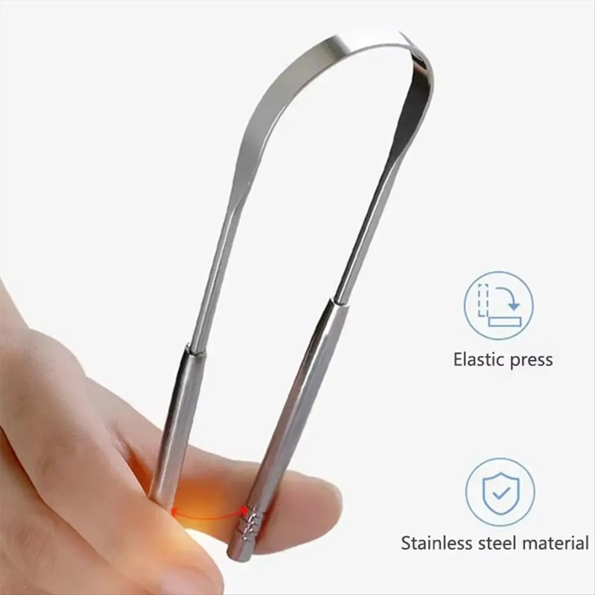 HITL Stainless Steel Tongue Scraper Cleaner Travel Portable Case Breath Cleaner Oral Scraper Cleaning Tool Silver