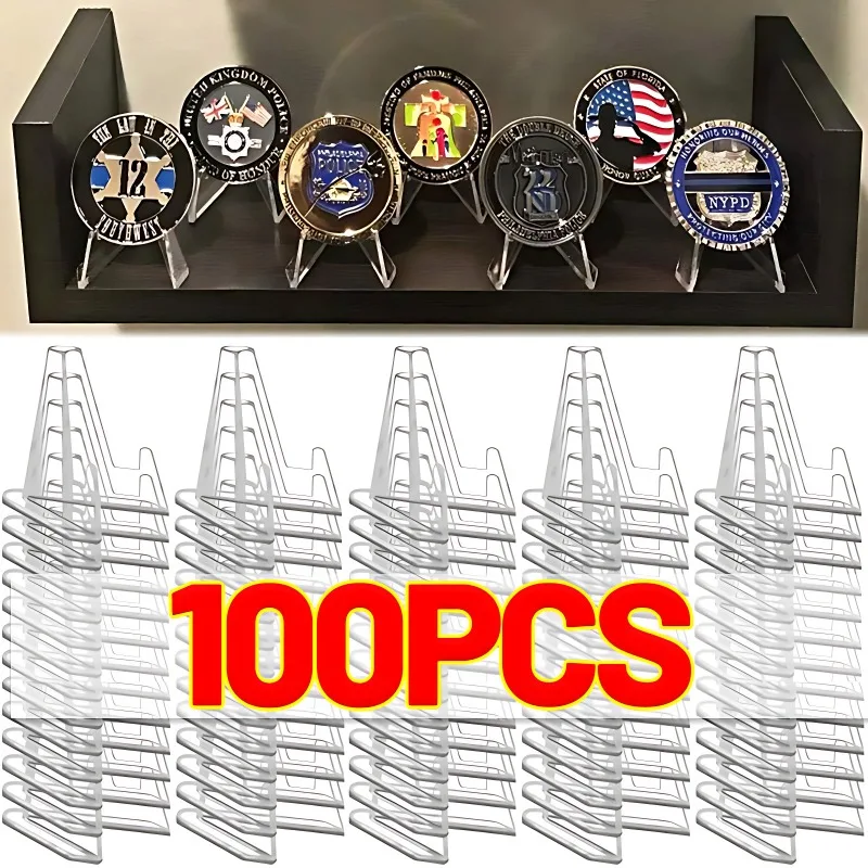 

100/5 шт. акриловая подставка для памятных монет, прозрачная треугольная подставка для вызова, держатель для капсул для монет