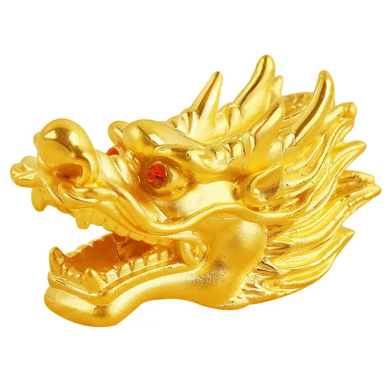 

1pcs Pure 999 24K Yellow Gold Men Women With Red Eyes Dragon Transfer Bead Pendant