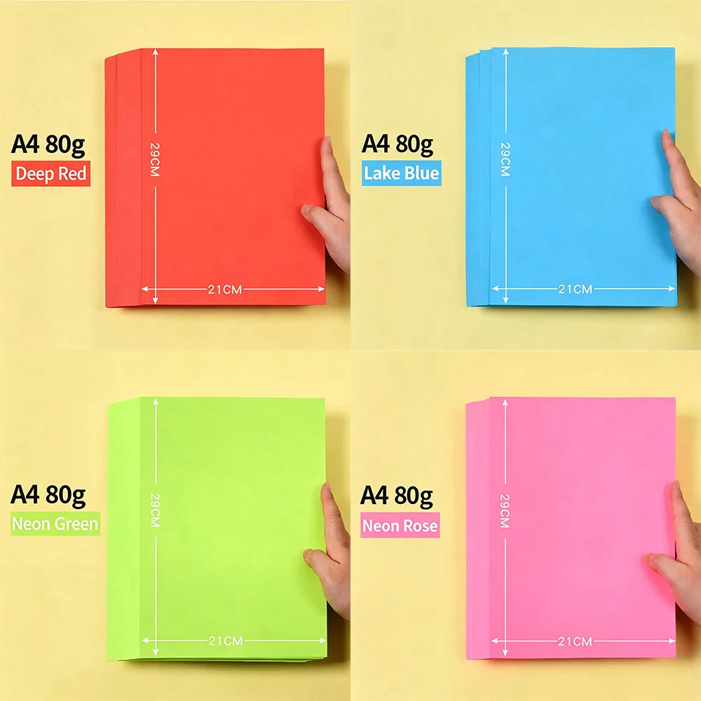 A4 Color Copy Paper 80gsm 210*297mm Single Color Printer Paper for Office Printing DIY Craft Origami Scrapbook Handmade Paper