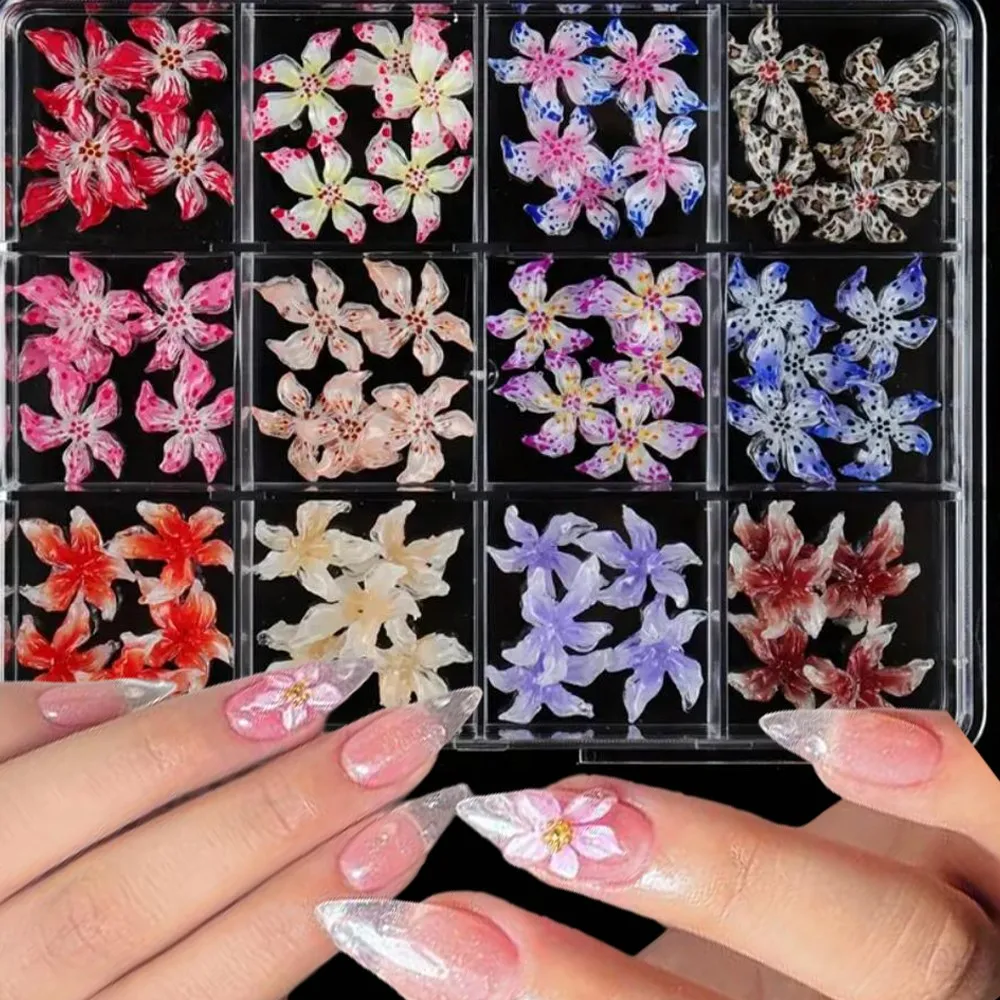 20/60/72 Stuks 3D Hawaii Bloemen Nagel Charmes Zomer Hibiscus Bloemen Nail Art Steentjes 5-Bloemblaadje Lelie Bloemen Manicure Accessoires