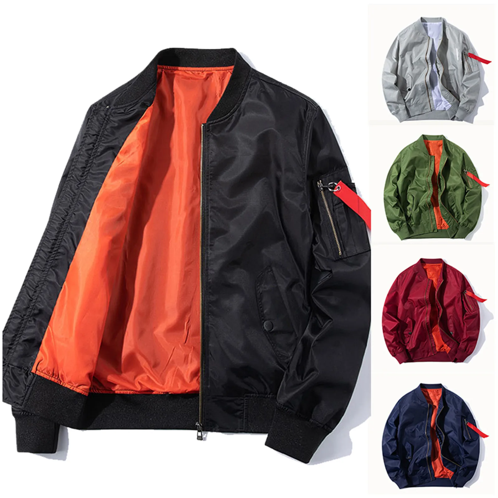 Men'S Spring Autumn Jackets Casual Fashion Loose Zipper Jackets With Pockets Daily Outdoor Solid Color All-Match Light Jackets