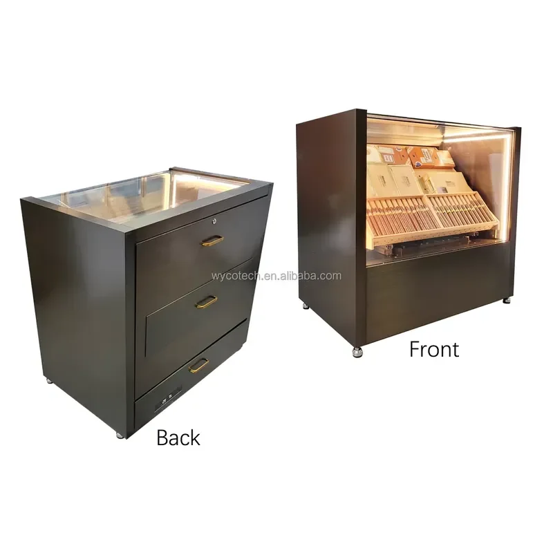 Electric Display Cabinet for Cigar with Compressor Cooling and Temperature Humidity Control Digital Cigar Humidor Display