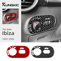 For Seat Ibiza 6L 2003 2004 2005 2006 2007 2008 LHD Real Soft Carbon Fiber Car Headlight Switch Frame Panel Sticker Accessories