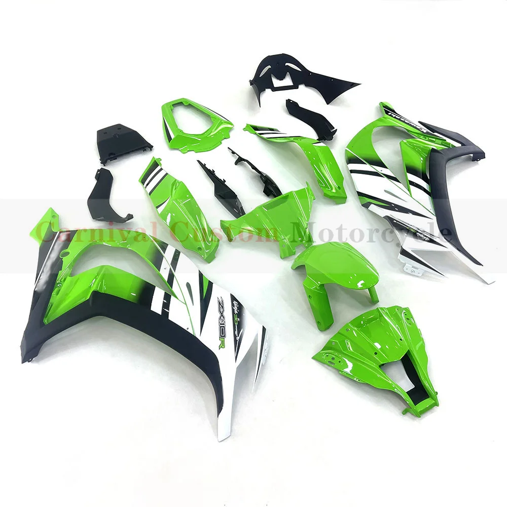 Cocok untuk Kawasaki Ninja ZX10R ZX-10R 2011-2015 12 13 14 cetakan injeksi ABS kualitas tinggi Kit Fairing putih hijau