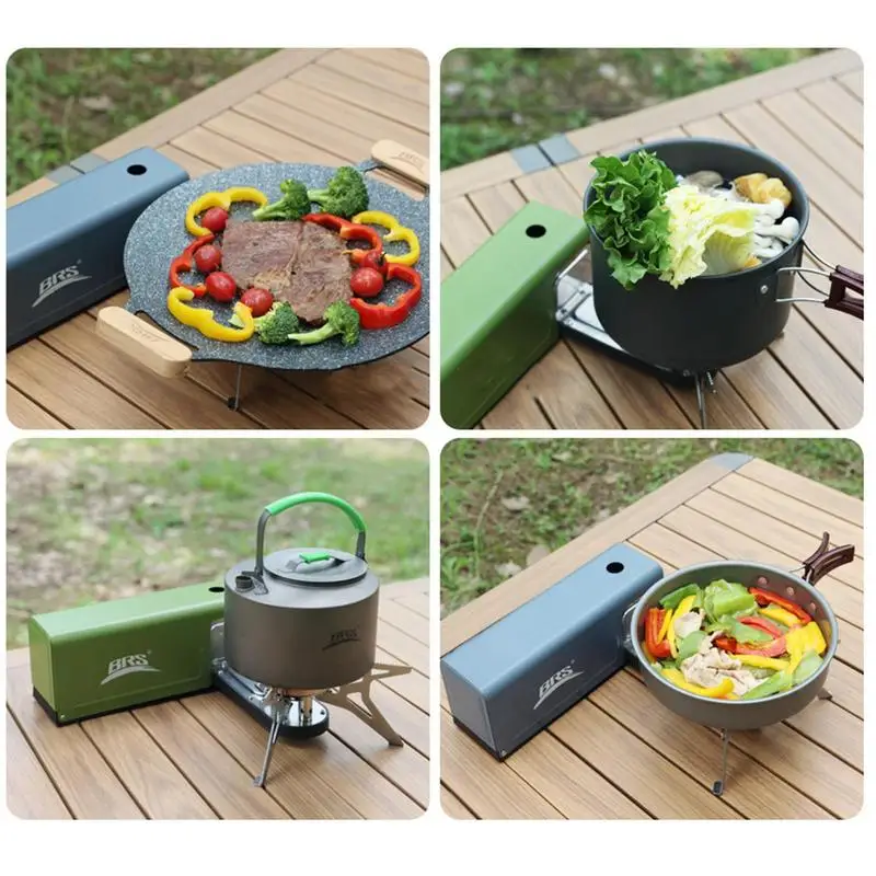 Imagem -03 - Fogão Cassete Dobrável Fogão a Gás Portátil para Camping Caminhadas ao ar Livre Churrasco Viagem Cozinhar Grill Cooker Cassette Furnace 3800w Brs-97