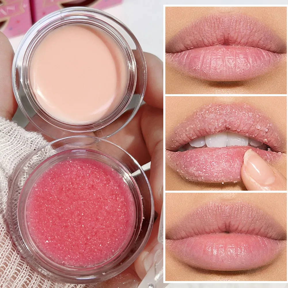 Exfoliating Lip Scrub Moisturizer Lip Mask 2 in 1 Double Effected Lasting Nourishing Repair Fine Lines Lips Care Lipstick Makeup