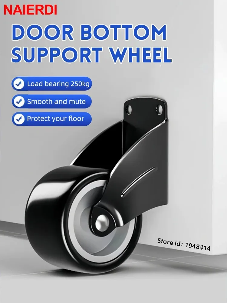 

NAIERDI 1/2/4 Pieces Door Bottom Support Wheel Anti-Droop Adjustable Height PP Nylon Furniture Wheels Casters Platform Trolley