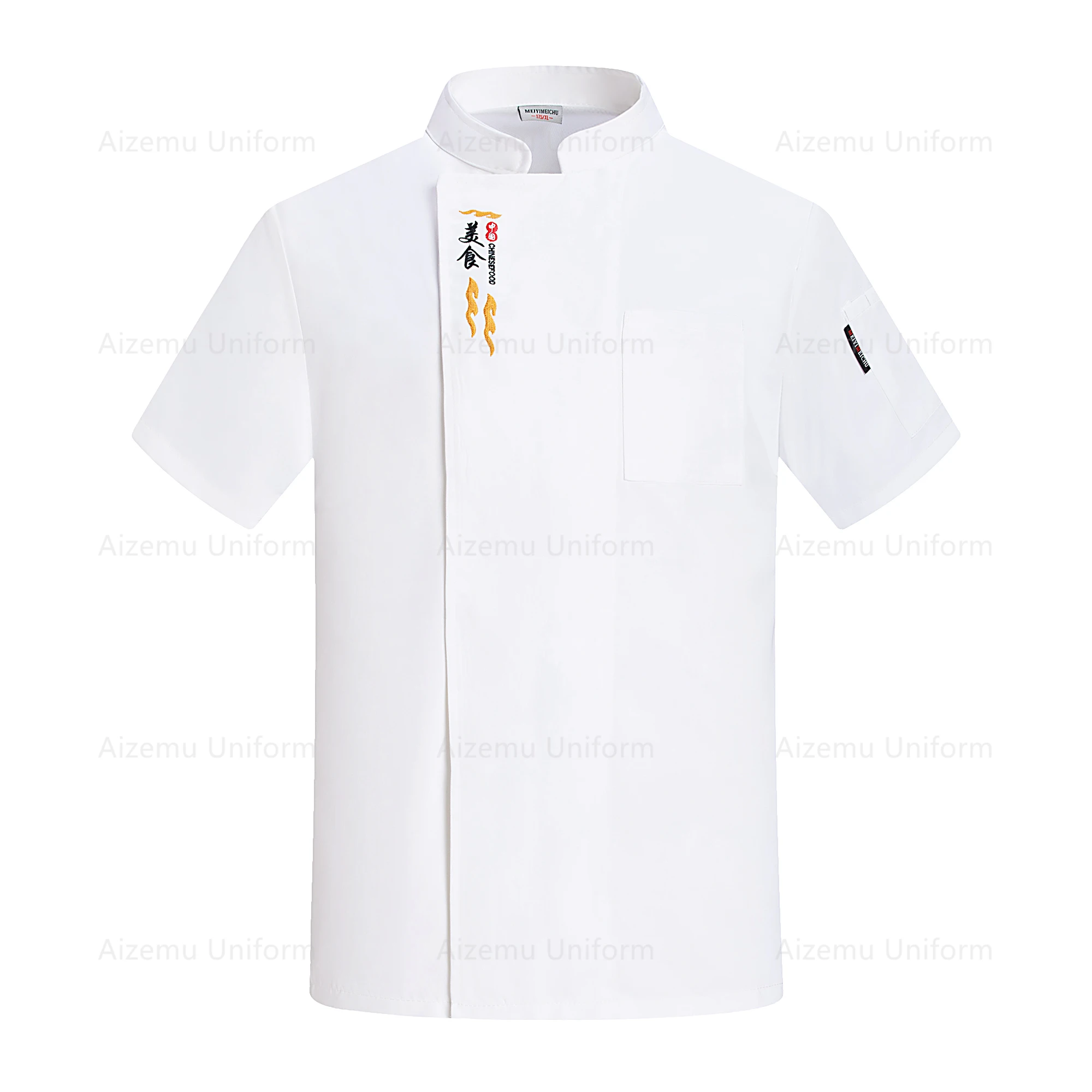 Summer short sleeve Chef coat Breathable Chef shorts Men black uniform  Restaurant Chef Jacket work clothes logo Kitchen apron
