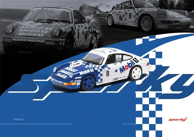 سباركي 1:64 911 964 Rs Mobil1 Cup 1993 # 8 نموذج سيارة دييكاست أزرق / أحمر أبيض