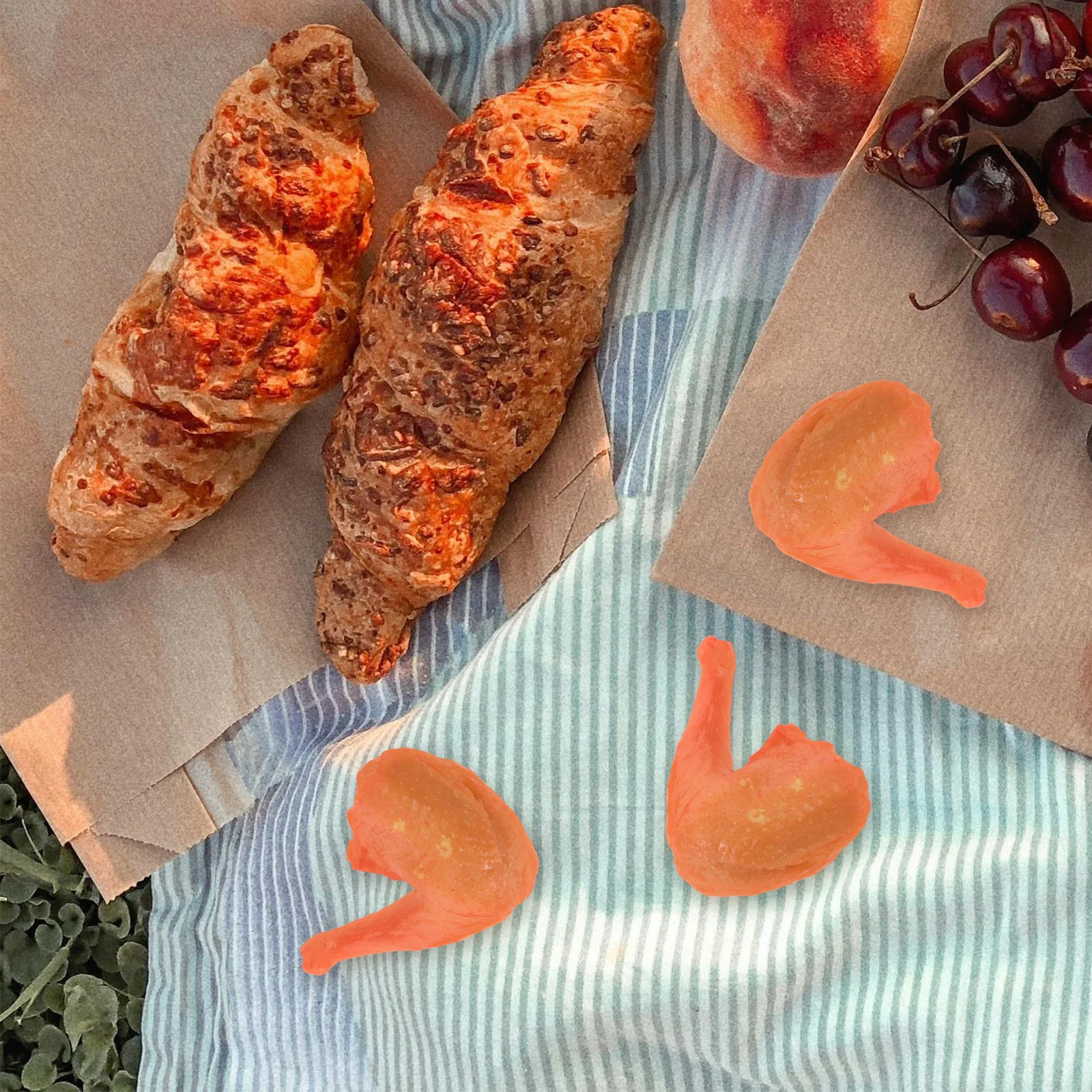 

3Pcs Artificial Duck Leg Models Simulation Cooked Realistic PVC Fake Food Props for Role Play Kitchen Decoration Display