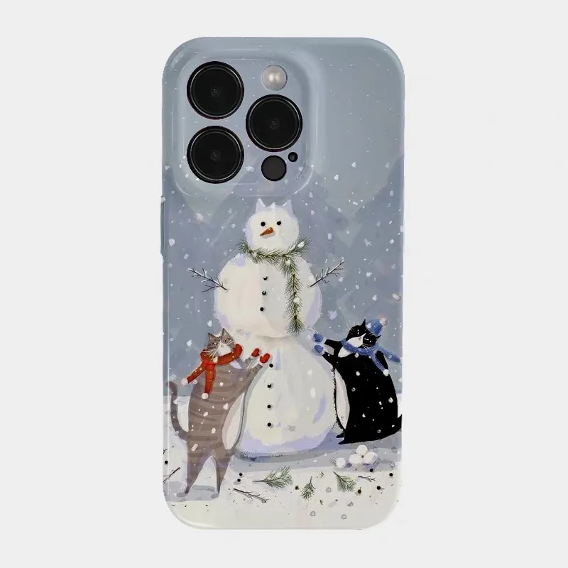 

Ins Blue Snowman Cartoon Phone Case for IPHONE 17 Air 16E 15 PROMAX 14 Plus 13 12 MINI 11 PRO 16Plus XR XS Acrylic Phone Cover