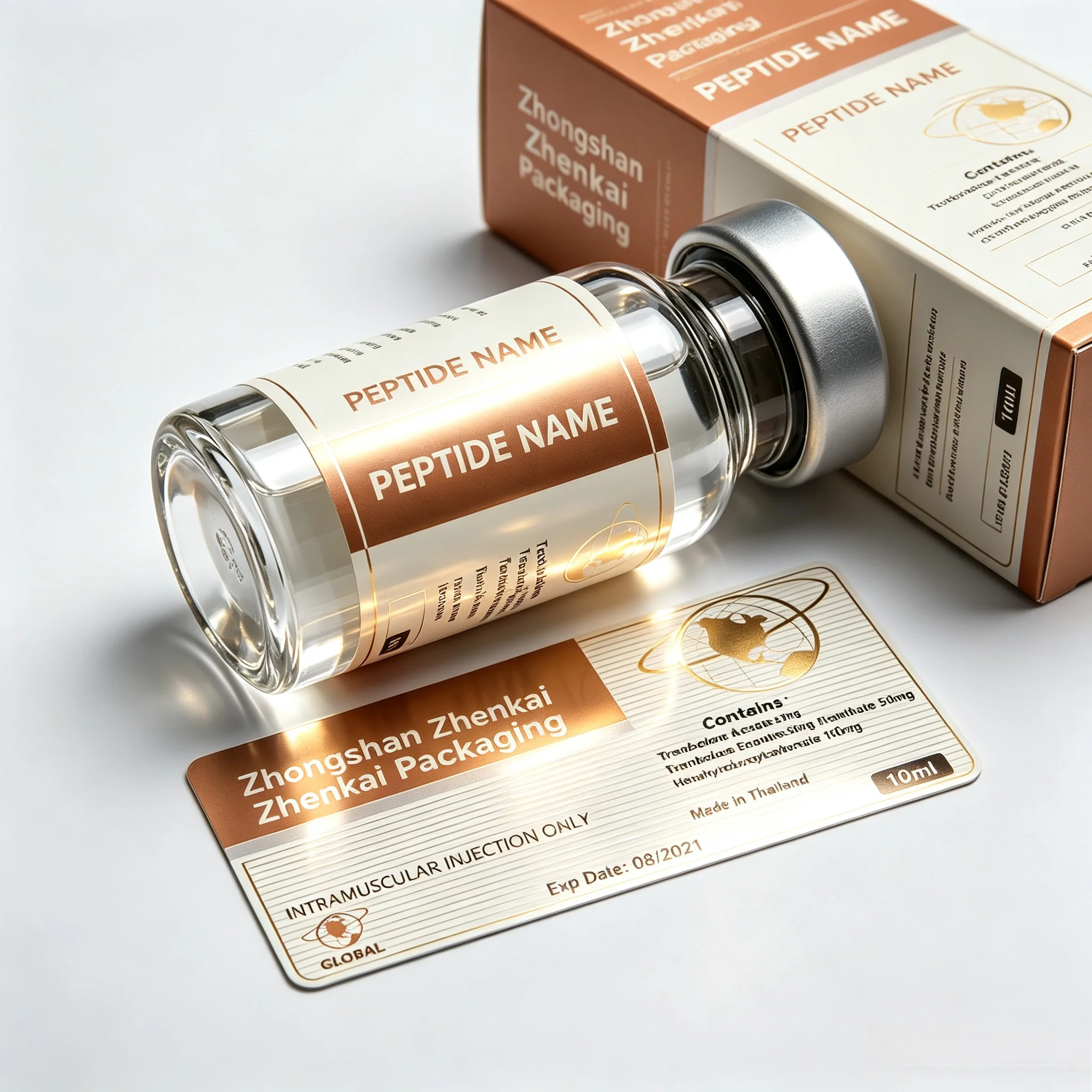 Custom Peptide Full Packaging Stickers And Paper Boxes Compatible 3ml 5ml 10ml Vials Free Design Custom Logo Labels