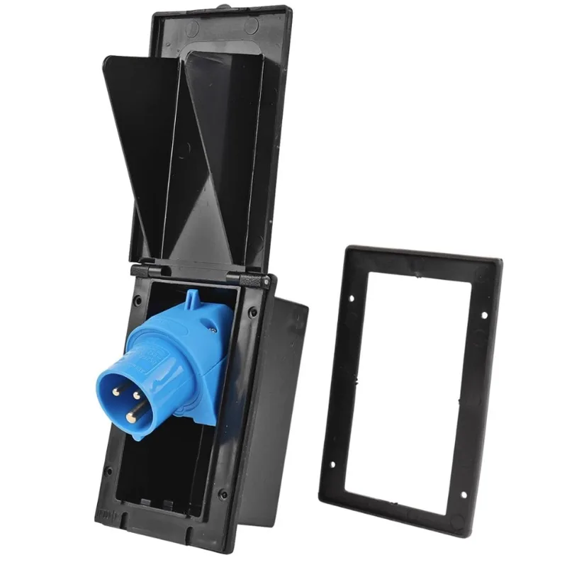 RV 220V Shore Power Inlet Socket, Waterproof External Power Port with Cover, Camper Van Modification Accessories