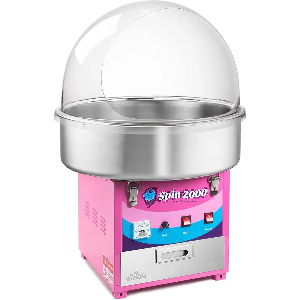 

Vintage-Style Cotton Candy Machine with Bubble Shield, Electric Candy Maker, Commercial Quality