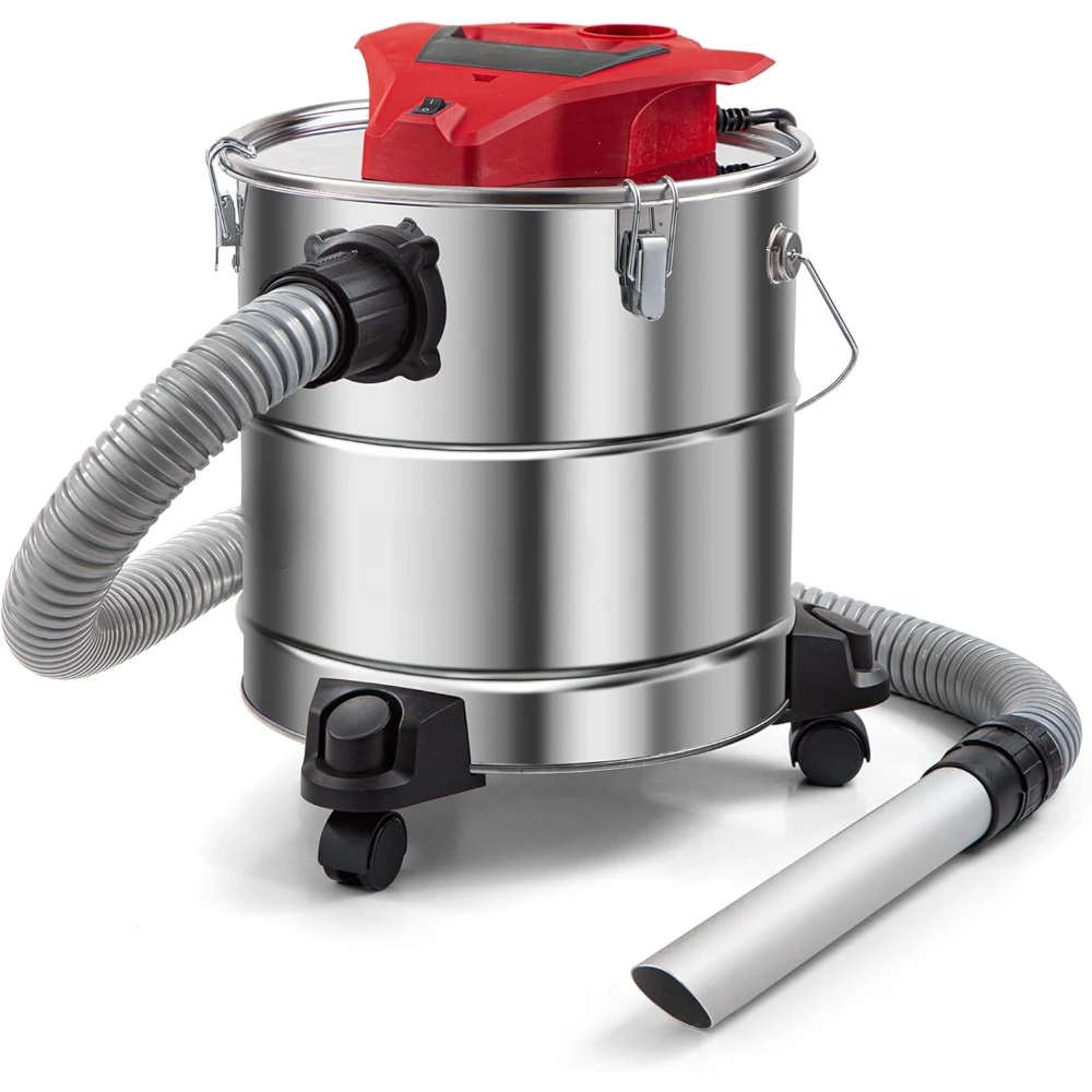 Vac EAV508S 1102 5-Gallon 3.5 Peak HP Premium Stainless Steel Ash Vacuum, Red Edition