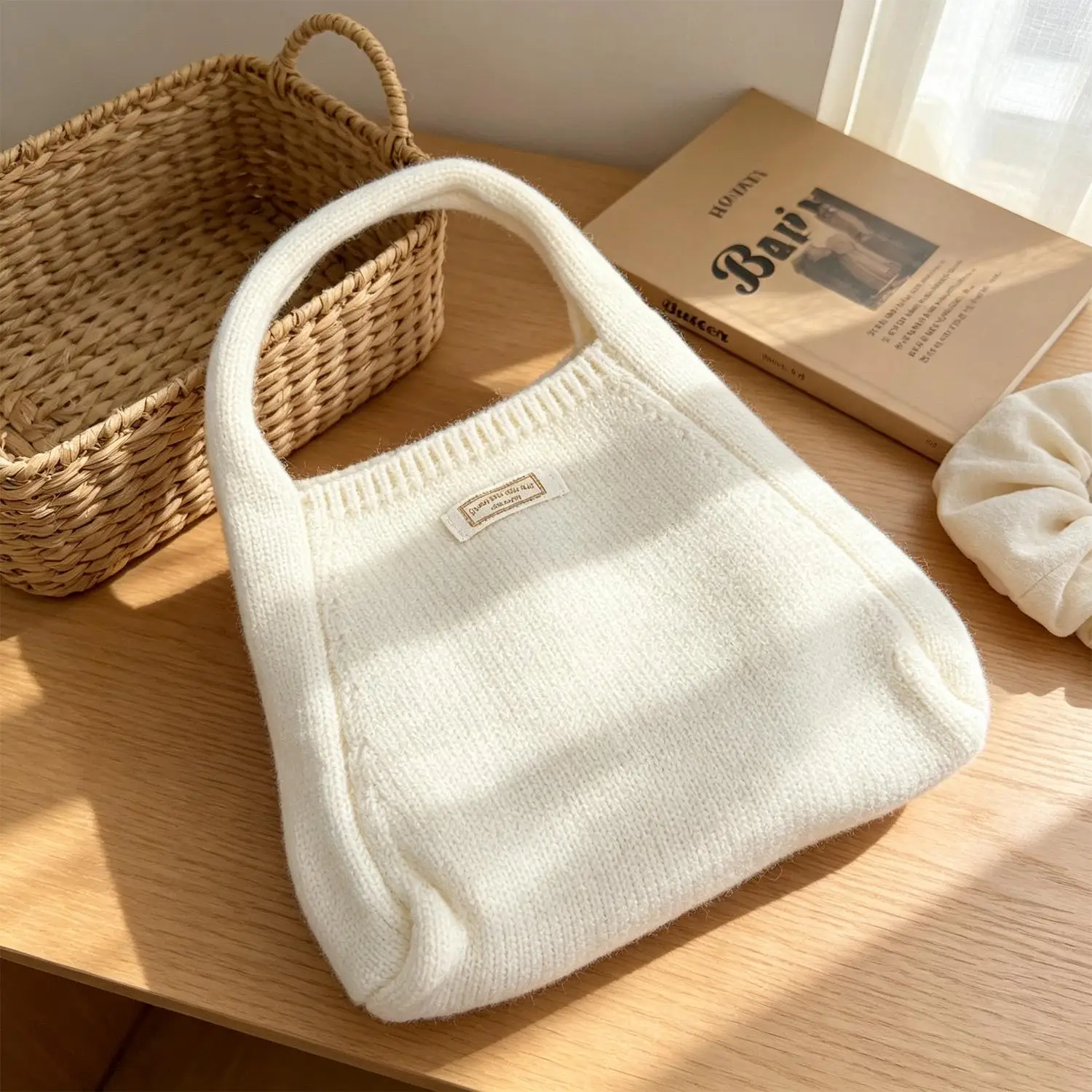 Koreanische Mode Gestrickte Handtasche für Damen Kleine Quadratische Tasche Handytasche Gestrickte Tragetasche Handgelenktasche Vielseitige Stilvolle Niedliche Handtasche – Detail 10
