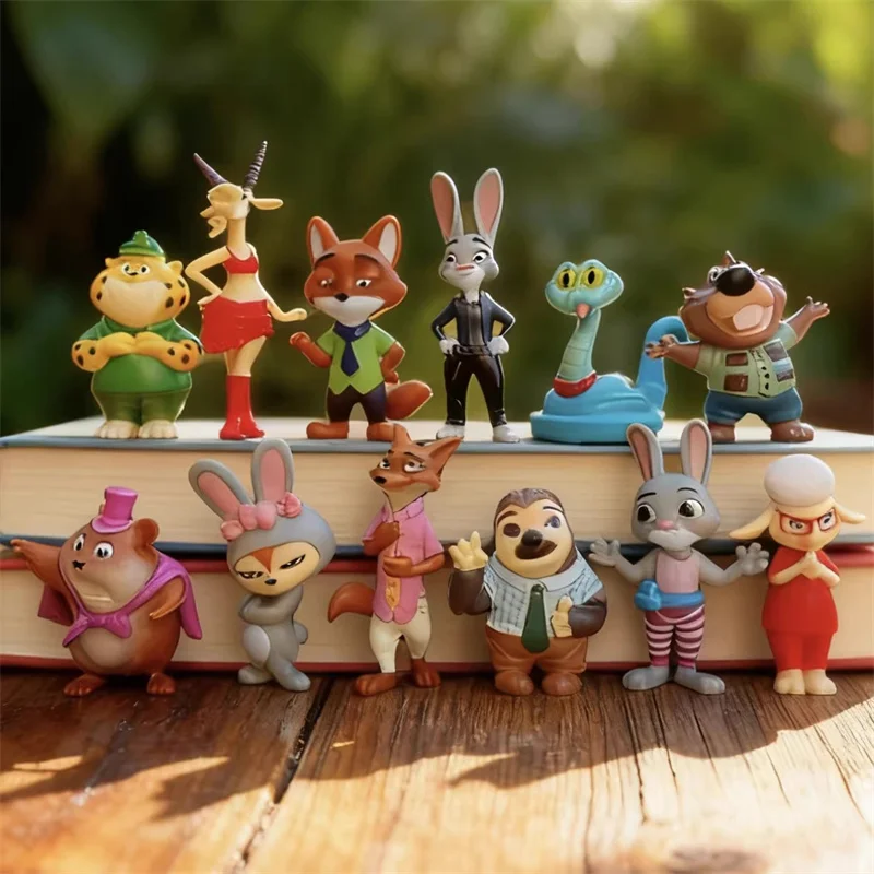 Set de 12 Figuras de Acción de Disney Zootopia 2, Judy Rabbit y Nick Fox, Muñecos de Conejo y Zorro, Regalo para Escritorio