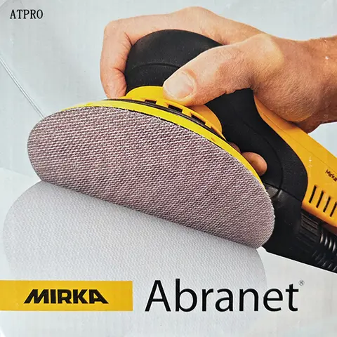 핀란드 미르카 6인치 메쉬 샌드 150mm 진공형 원형 건식 연마 플로킹 샌드페이퍼 시트 (자착식 트레이 포함) - 50매