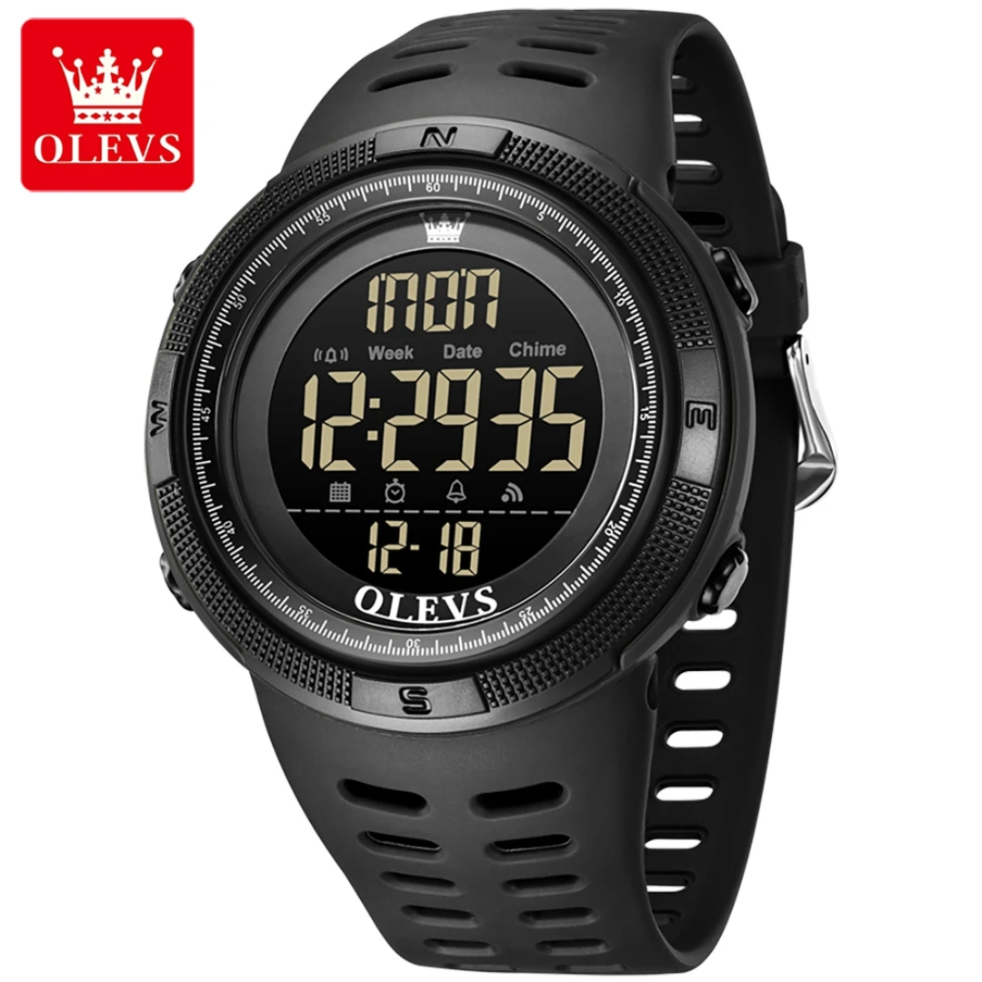 

OLEVS 1109 Fashion Digital Watch Gift PU Round-dial Wristwatch Stopwatch Timer